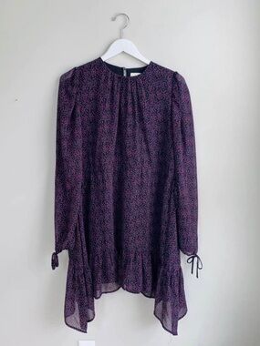 Anthropologie Pinch Black Floral Blouse with Pink and Teal Accents